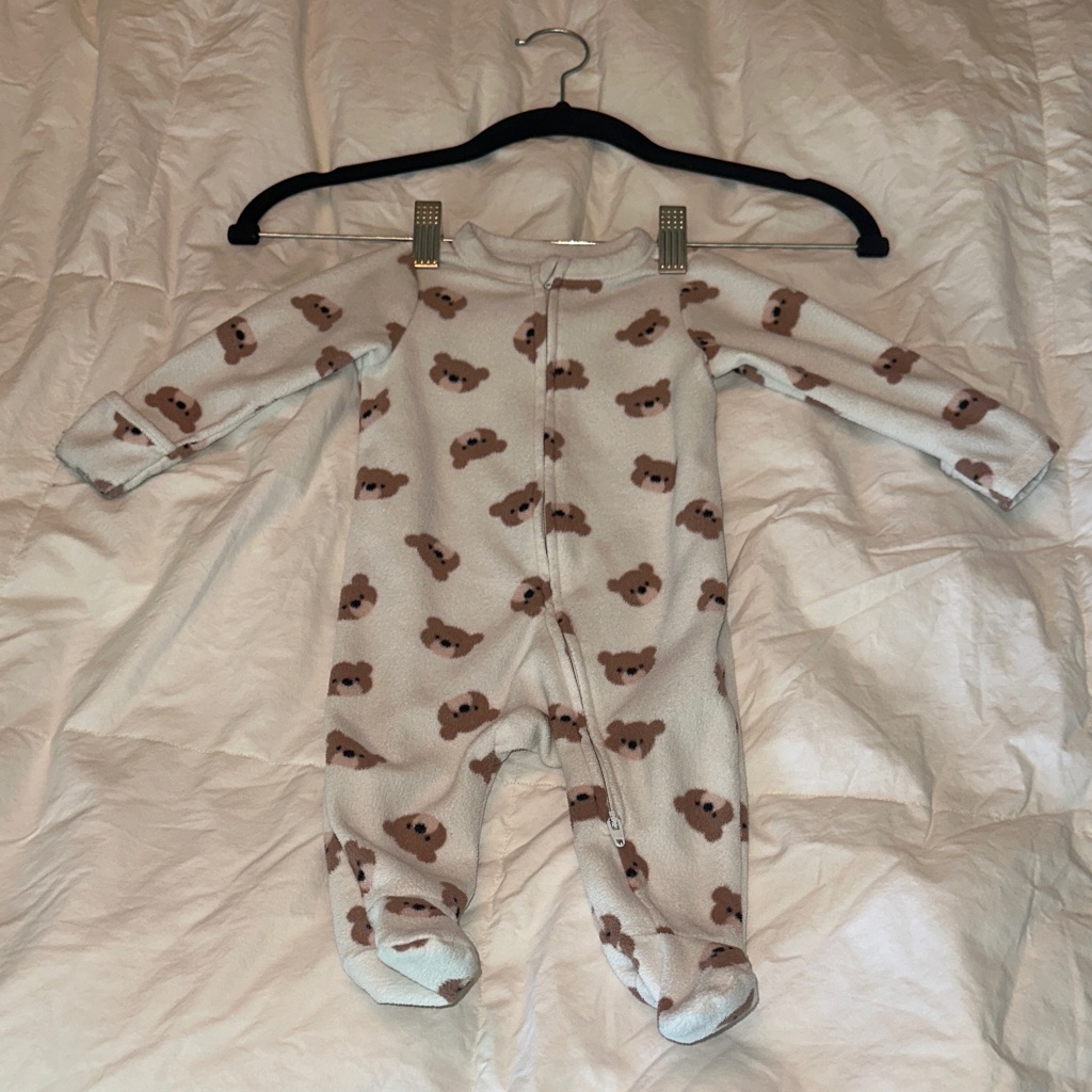 Old Navy Kids One Piece With Bear Pattern - White And Brown